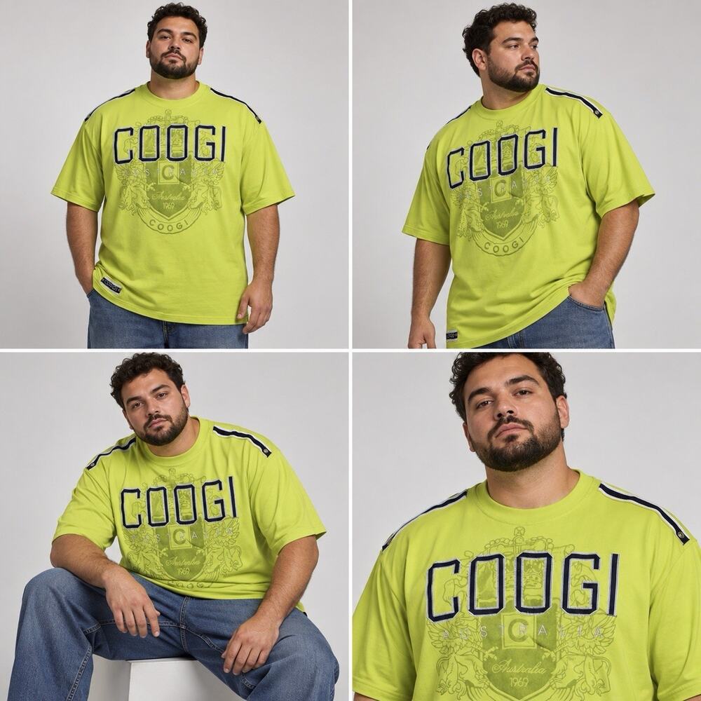 Vintage Coogi Australia Graphic T Shirt Mens 3XL Lime Green Embroidered Logo